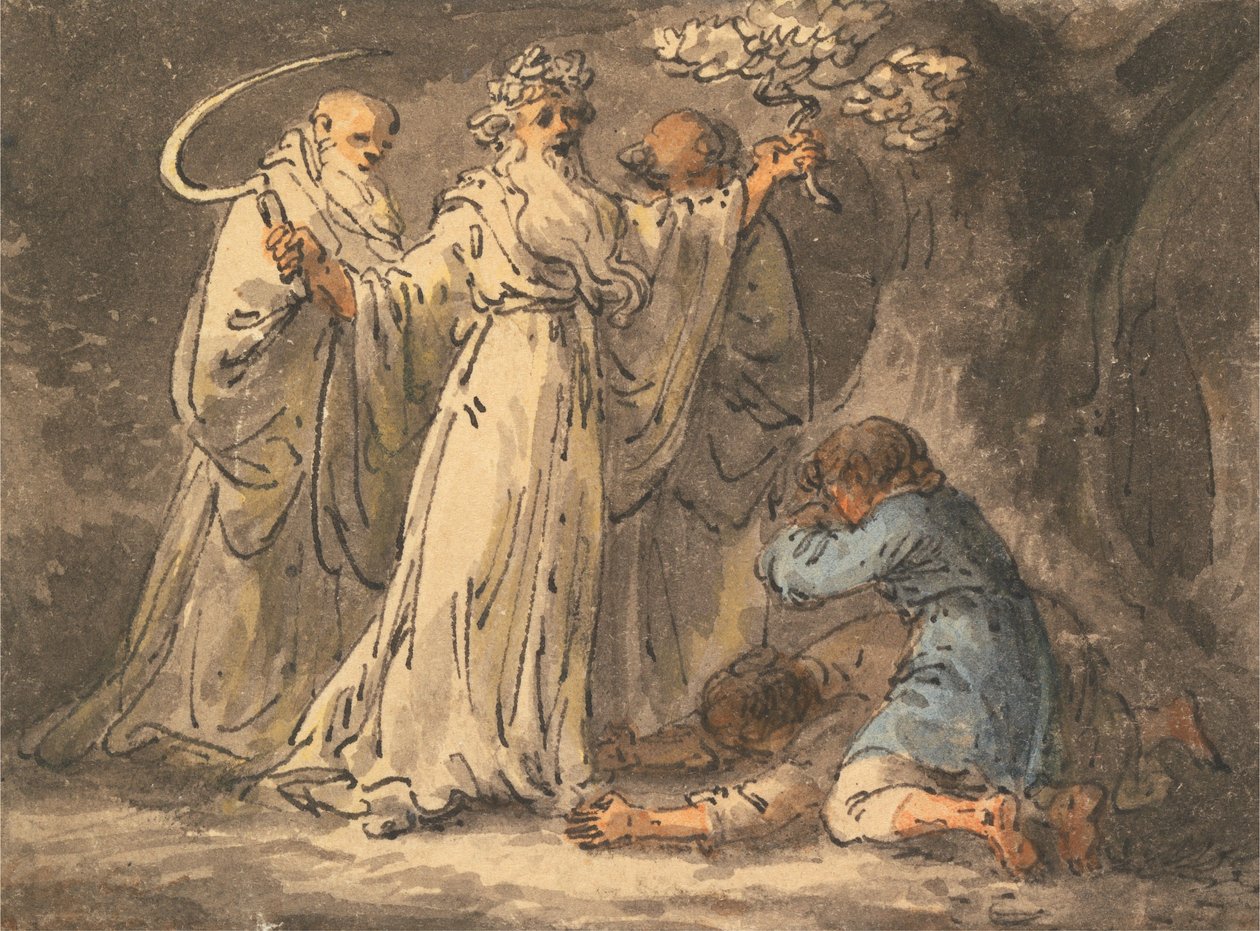 O corte do visco dele pelos druidas de Julius Caesar Ibbetson