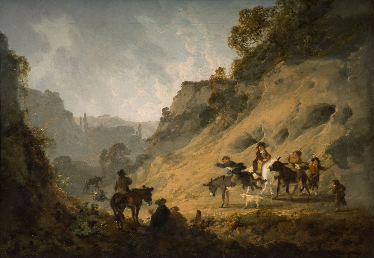 Ciganos com uma corrida de burro, 1792 de Julius Caesar Ibbetson
