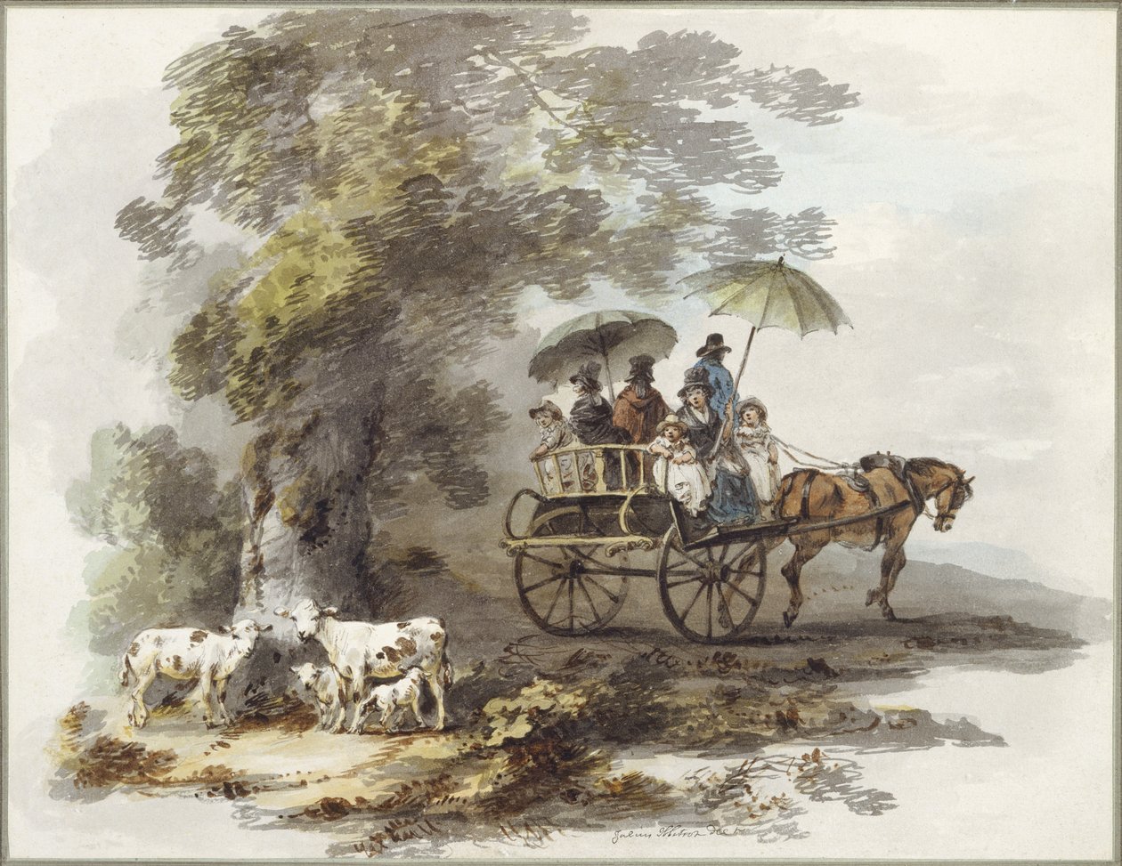 No parque de Lord Powis em Walcot (aguarela e tinta sobre papel) de Julius Caesar Ibbetson