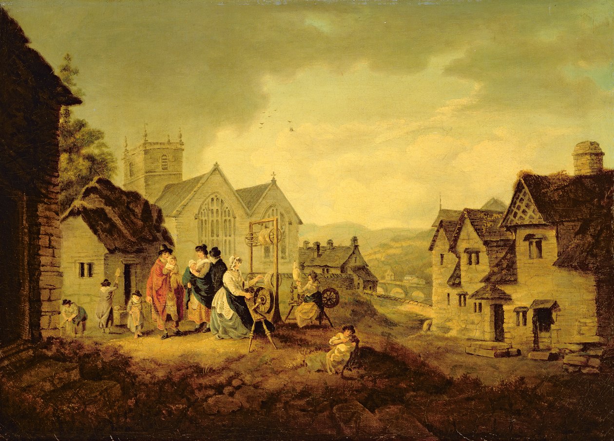 Llangollen (óleo sobre tela) de Julius Caesar Ibbetson