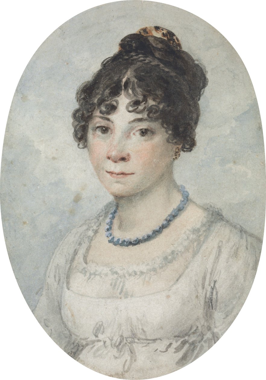 Retrato de uma dama, chamada Bella Ibbetson, segunda mulher do artista de Julius Caesar Ibbetson
