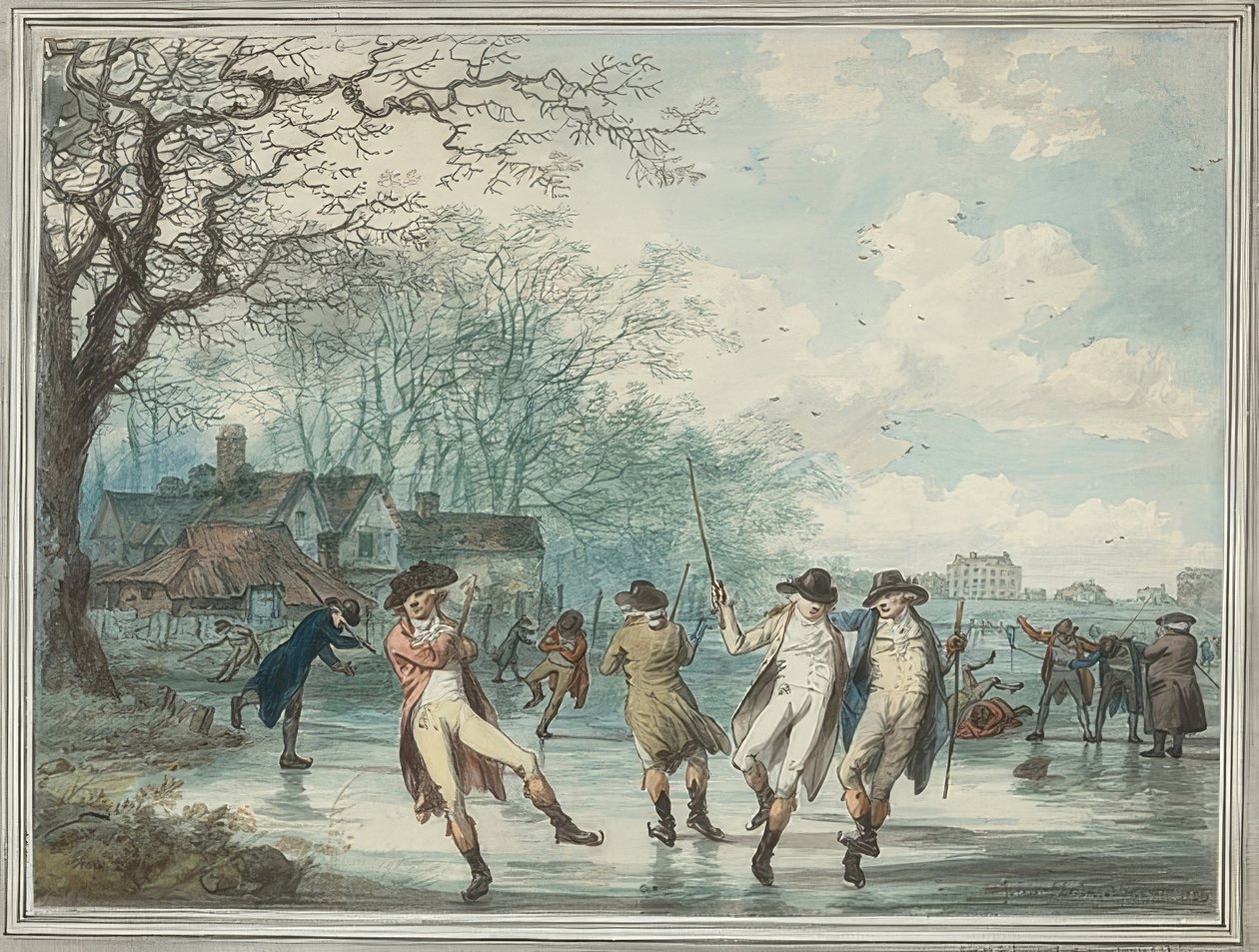 Skatista na serpentina no Hyde Park. 1786 de Julius Caesar Ibbetson