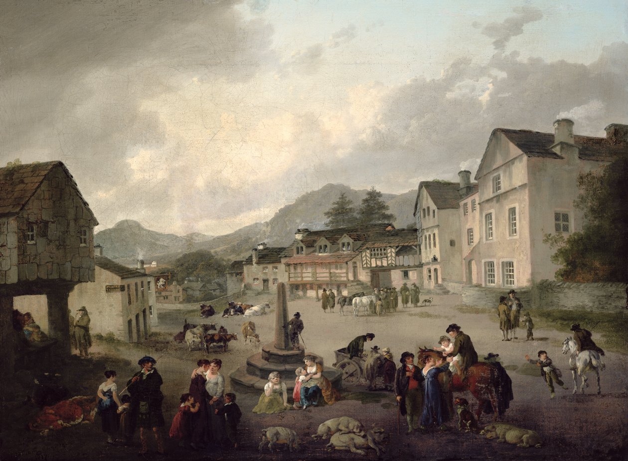 The Market Place em Ambleside de Julius Caesar Ibbetson