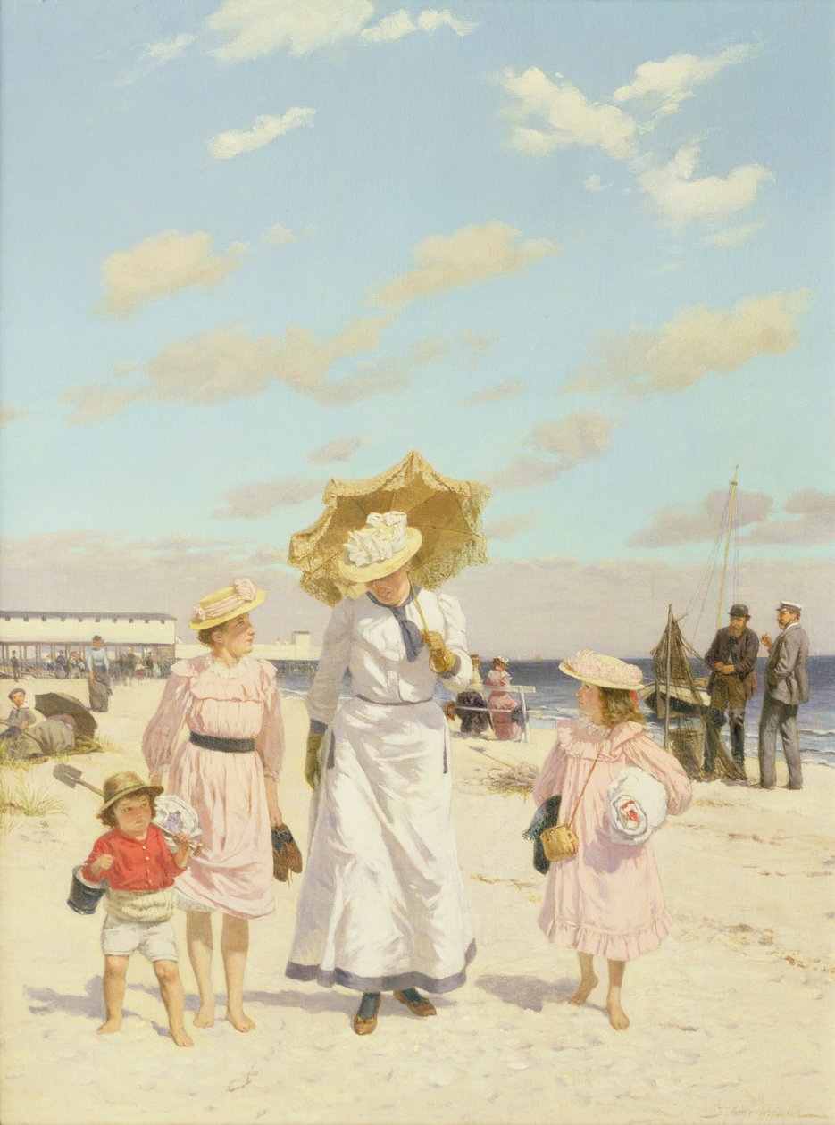 Na Areia, c.1900 (óleo sobre tela) de Julius Ehrentraut