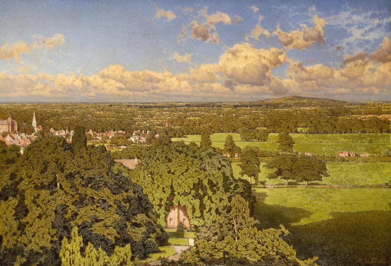 Uma Vista de Malvern (óleo sobre tela) de Julius Ehrke