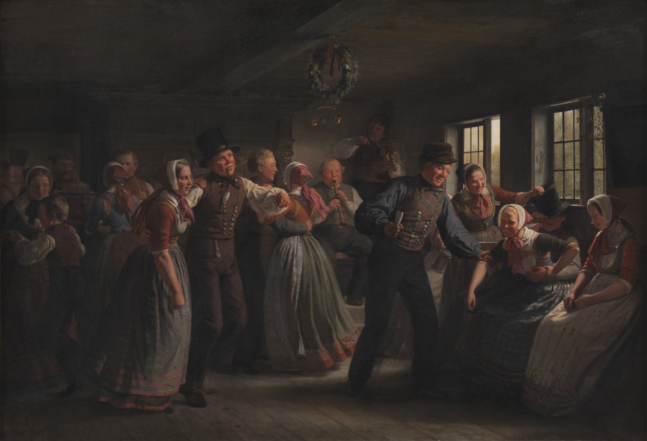Uma dança country no distrito de Hedebo, Zelândia de Julius Exner