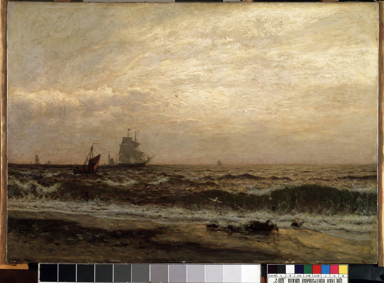 Navios no mar (Navios no mar). Pintura de Julius Friedrich Runge (1843-1922). Óleo sobre tela, 58,5 x 83,5 cm de Julius Friedrich Runge
