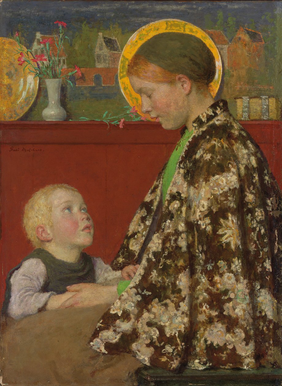 Jovem Mãe, c.1892-1895 (óleo sobre tela) de Julius Gari Melchers