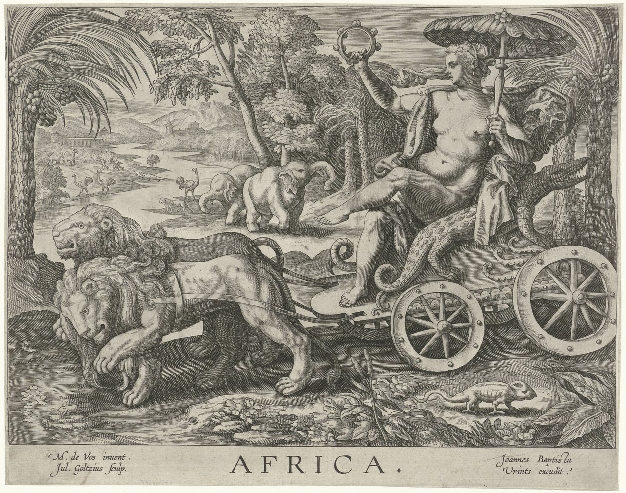 África África (título no objeto) Os quatro continentes (título da série) de Julius Goltzius