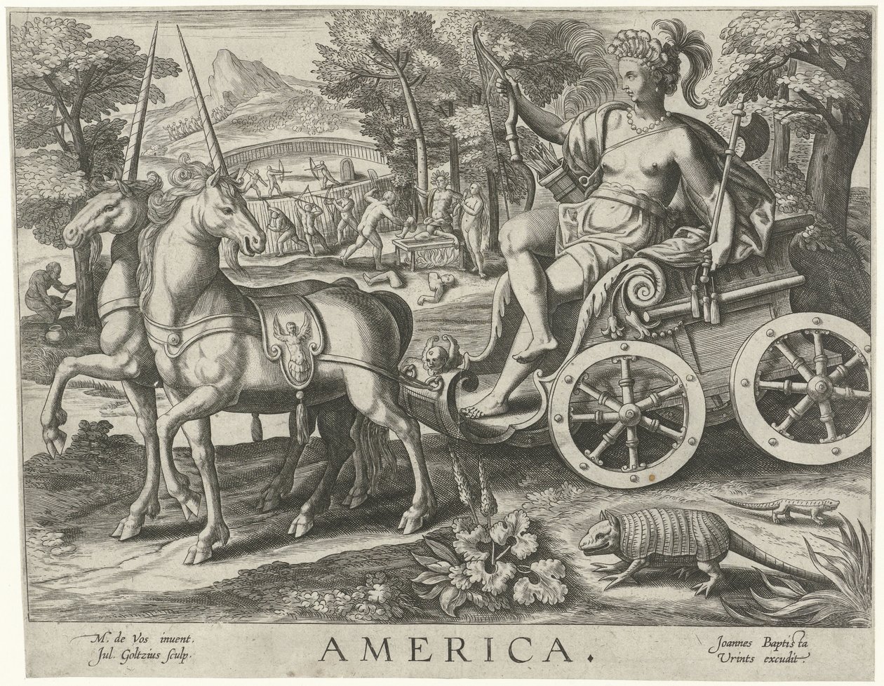 América
América (título sobre o objecto)
Os quatro continentes (título da série) de Julius Goltzius