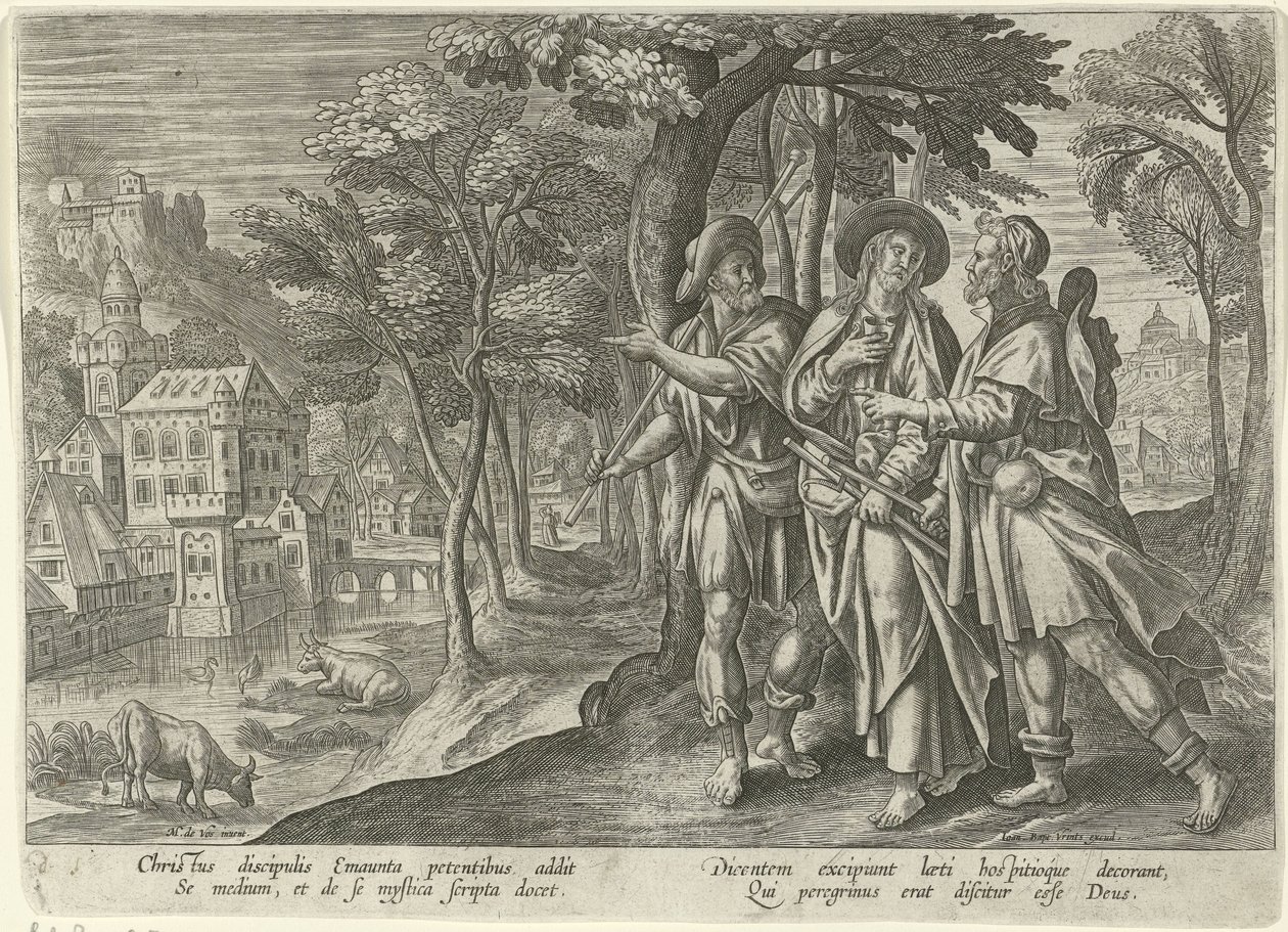 Peregrinos Emaús
Aparições de Cristo após a sua morte (título da série) de Julius Goltzius