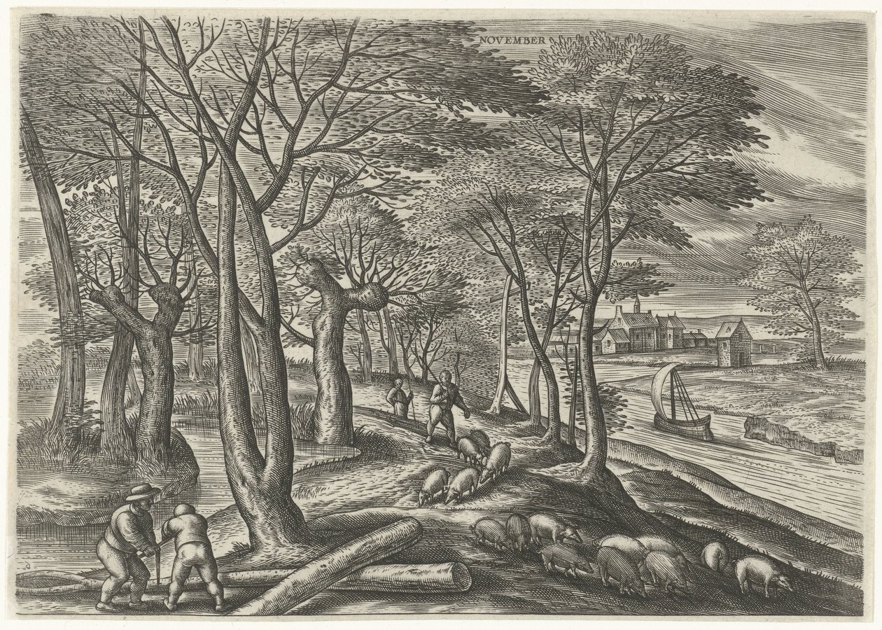 Novembro (título no objeto) Os Doze Meses (título da série) de Julius Goltzius