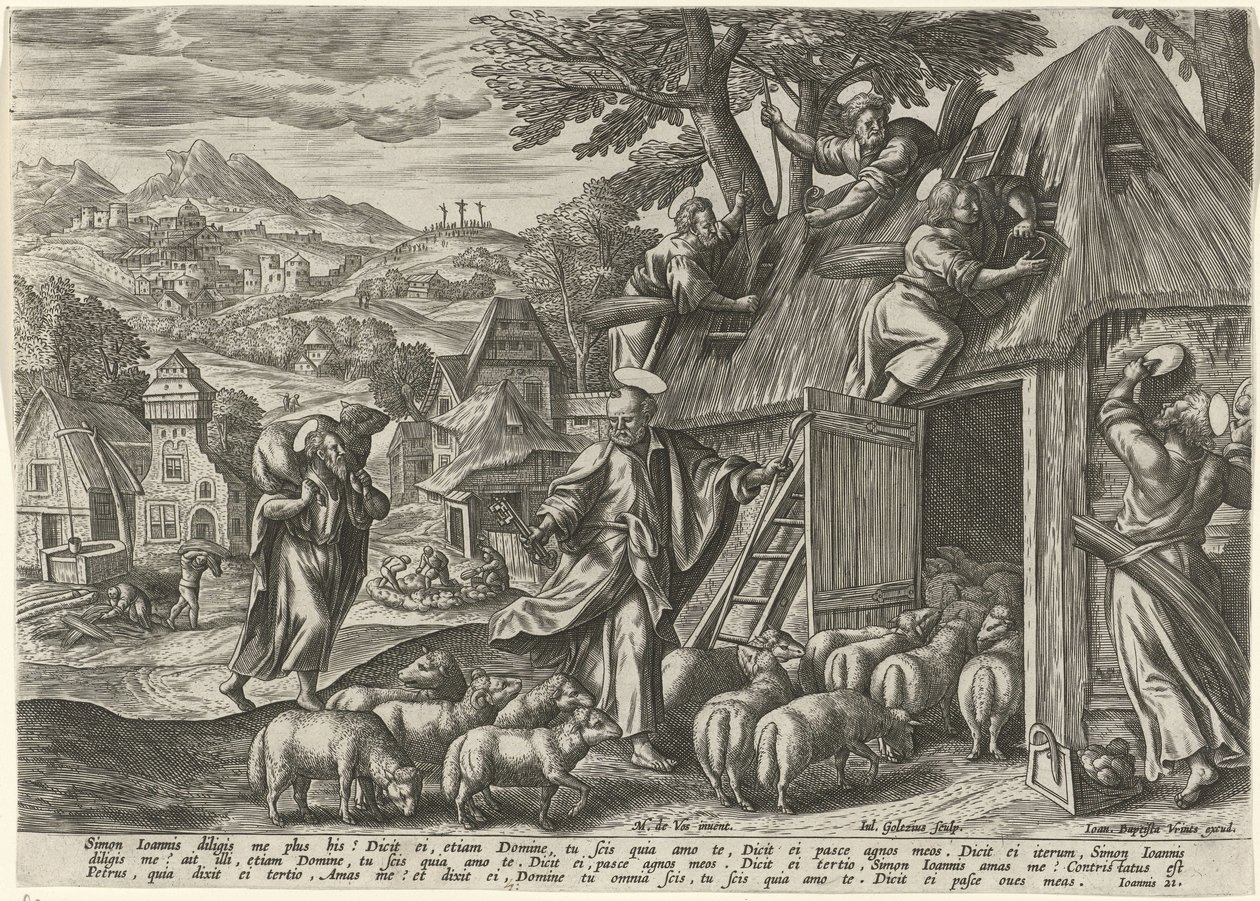 Pedro como bom pastor
Parábola do bom pastor (título da série) de Julius Goltzius