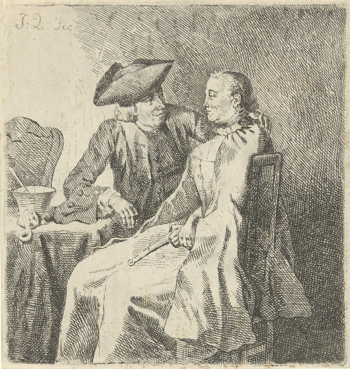 Homem e mulher em uma mesa de Julius Henricus Quinkhard
