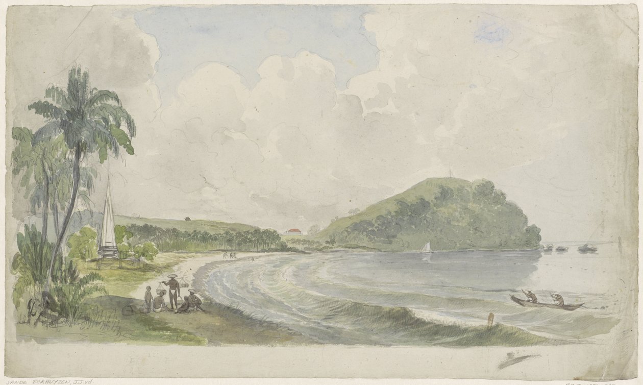Paisagem tropical costeira de Julius Jacobus van de Sande Bakhuyzen