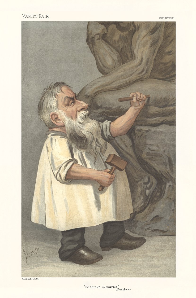 Caricatura mostrando a escultura de Rodin de Julius Mandes Price
