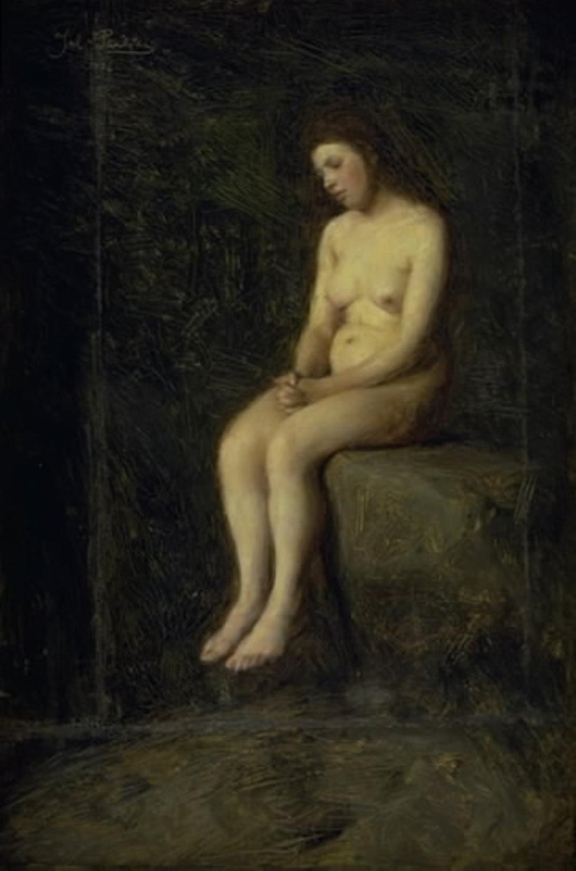 Uma Ninfa. Um modelo feminino sentado de Julius Paulsen