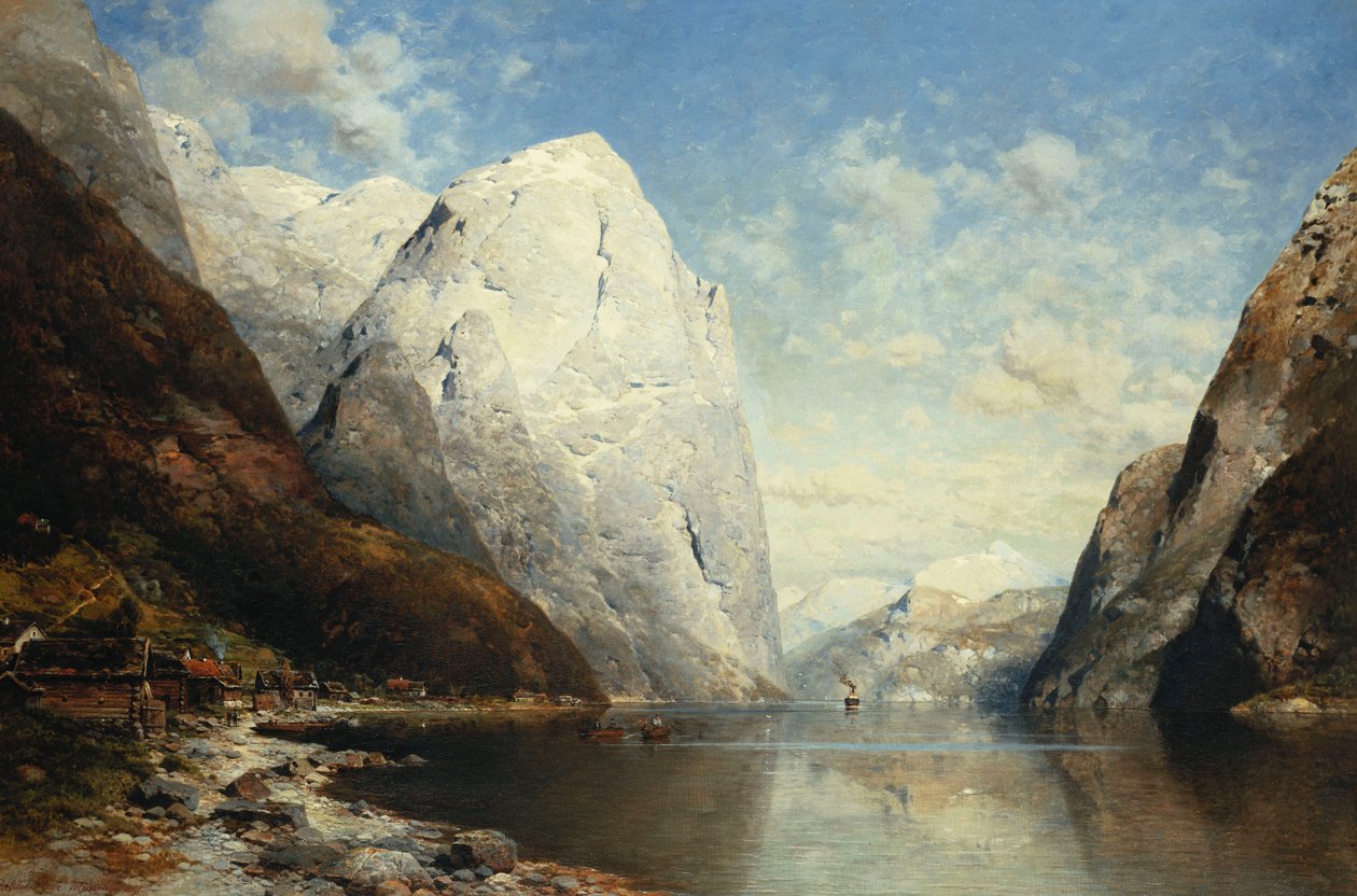 Um fiorde de Norweigan, 1891 de Julius Rose
