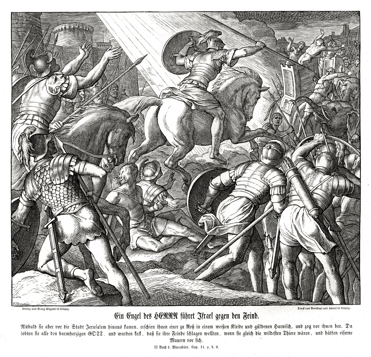 Um anjo lidera os israelitas, 2 Macabeus de Julius Schnorr von Carolsfeld