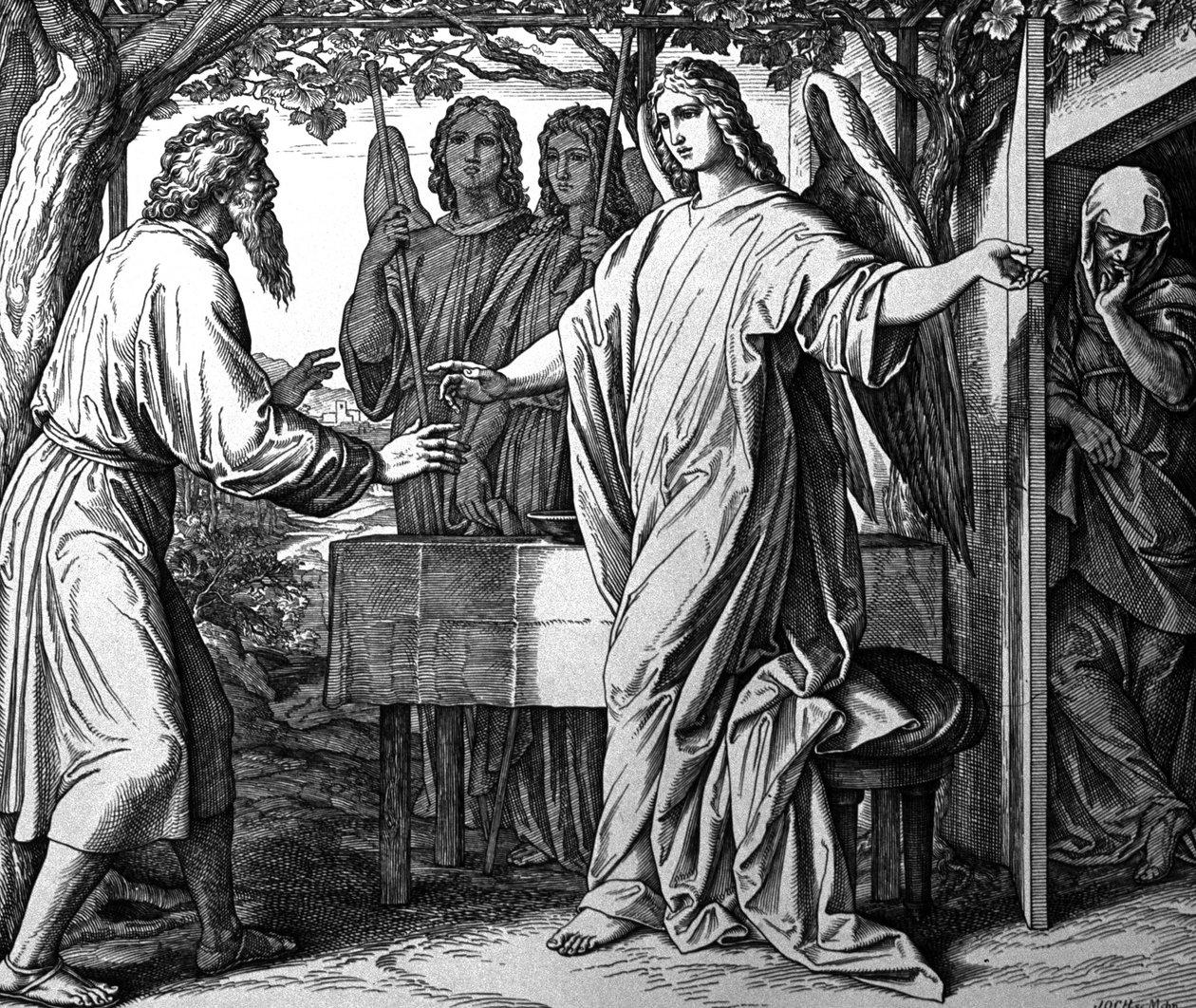 Anjos anunciam a Abraão o nascimento de Isaac de Julius Schnorr von Carolsfeld