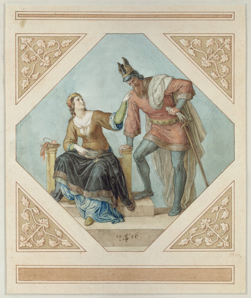 Brunhilde e Hagen, ilustração para &39;The Niebelungen&39; por Richard Wagner (1813-83), 1846 de Julius Schnorr von Carolsfeld