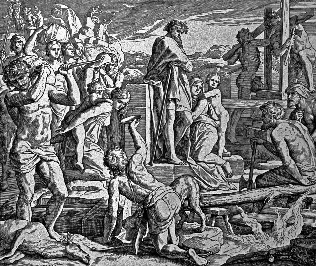 Caim construiu a cidade de Enoque de Julius Schnorr von Carolsfeld