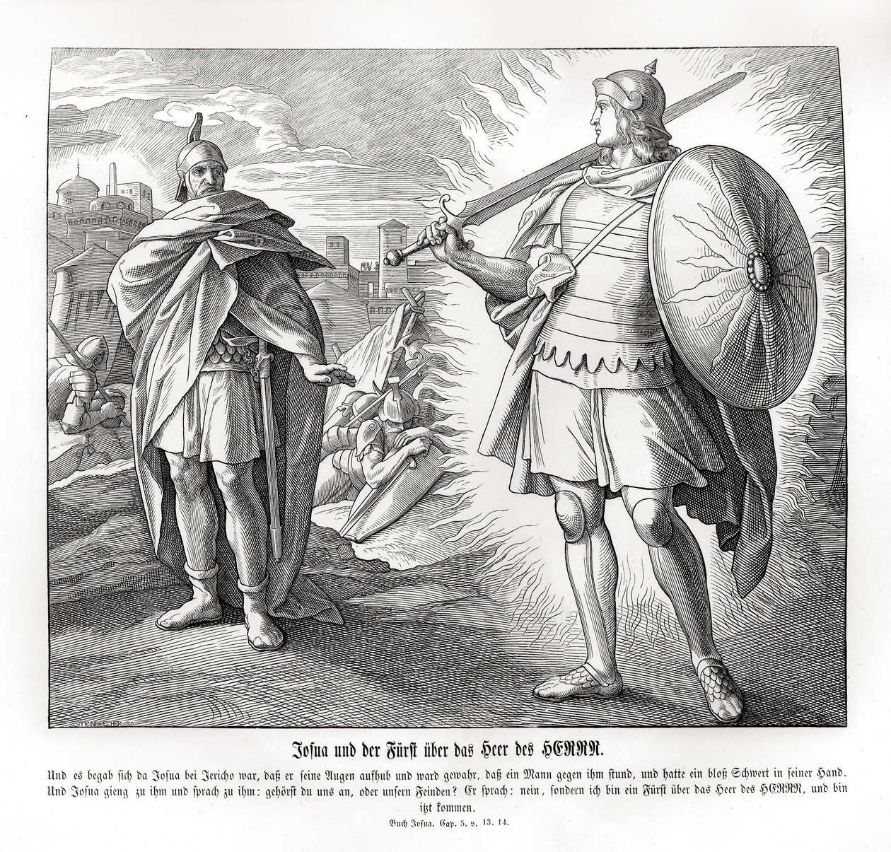 Capitão do hospedeiro do Senhor fora de Jericó, Josué. de Julius Schnorr von Carolsfeld