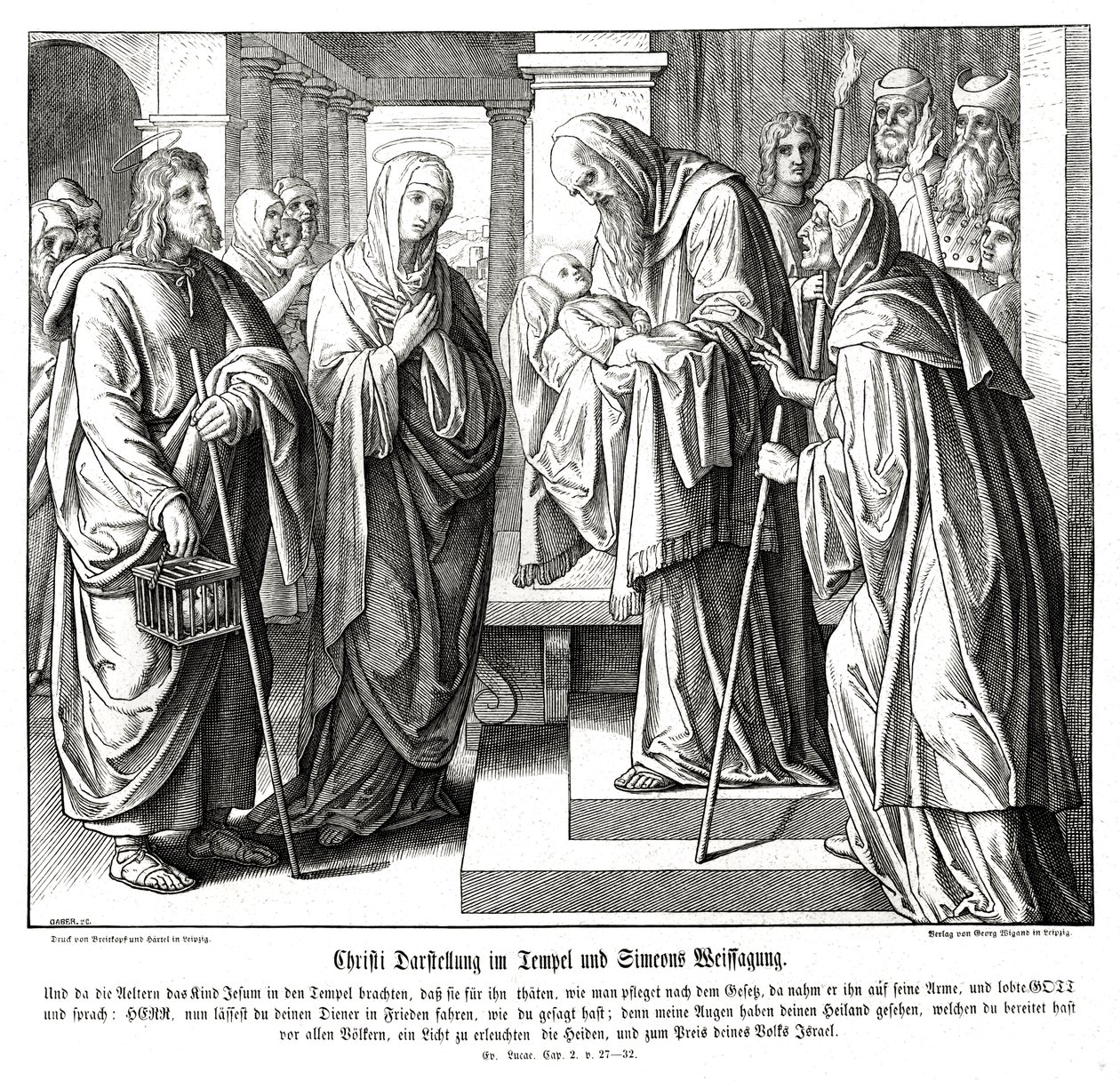 Cristo é apresentado no templo, Evangelho de Lucas de Julius Schnorr von Carolsfeld