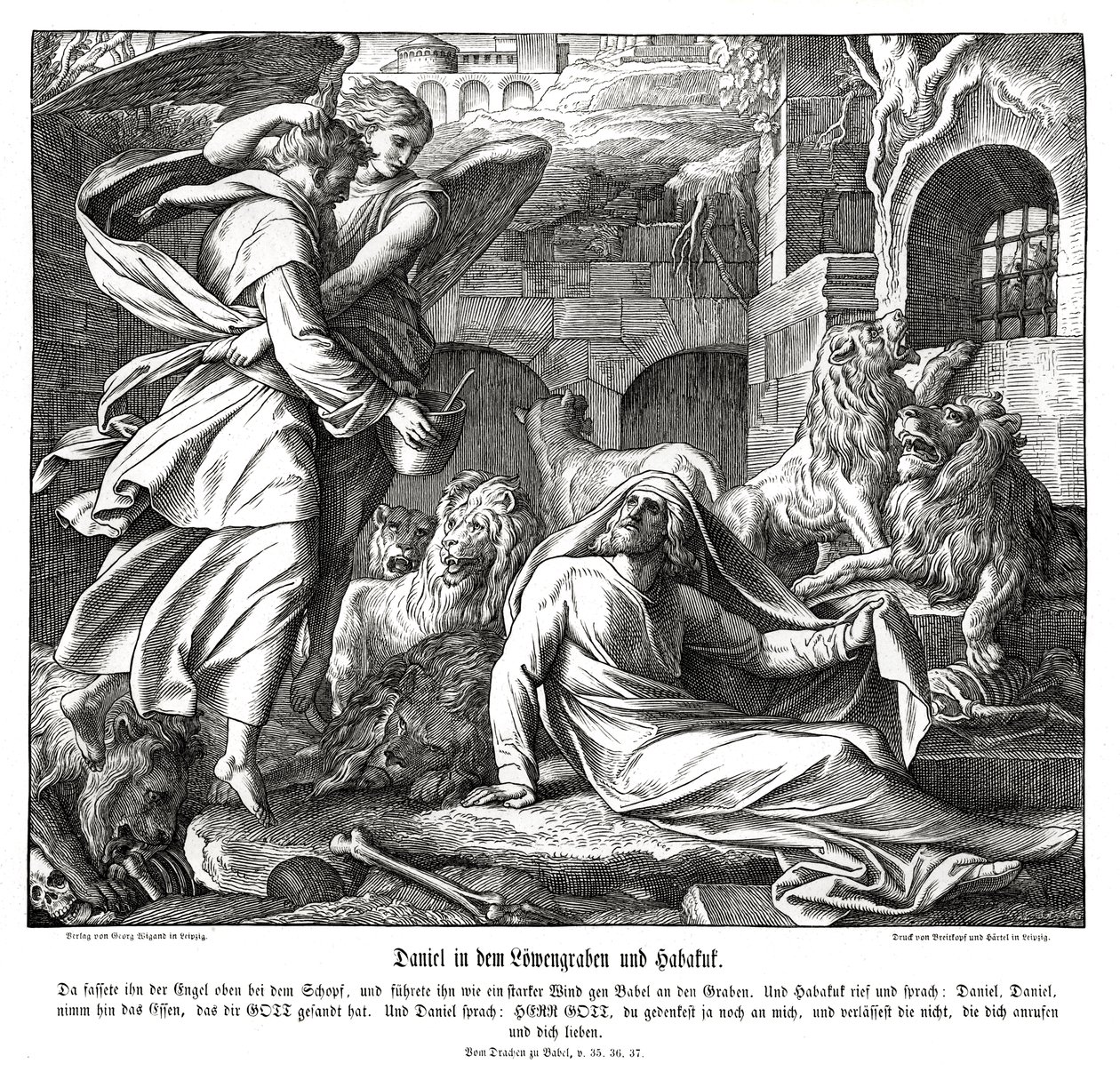 Daniel e a toca do leão de Julius Schnorr von Carolsfeld