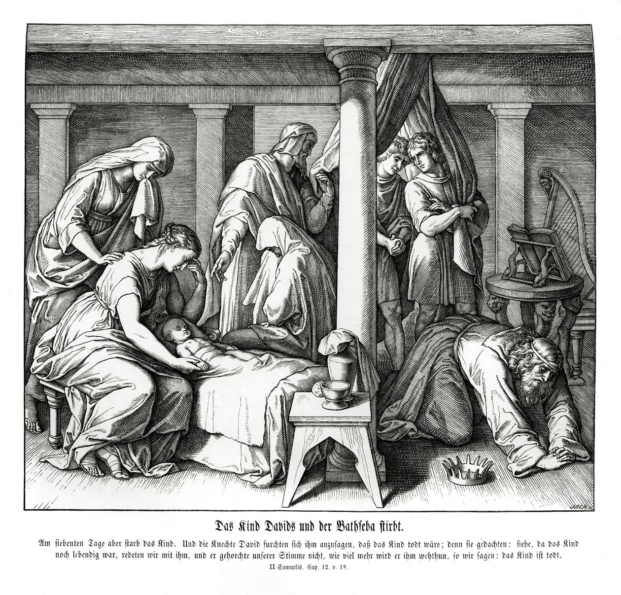 O filho de Davi e Bate-Seba morre, 2 Samuel de Julius Schnorr von Carolsfeld