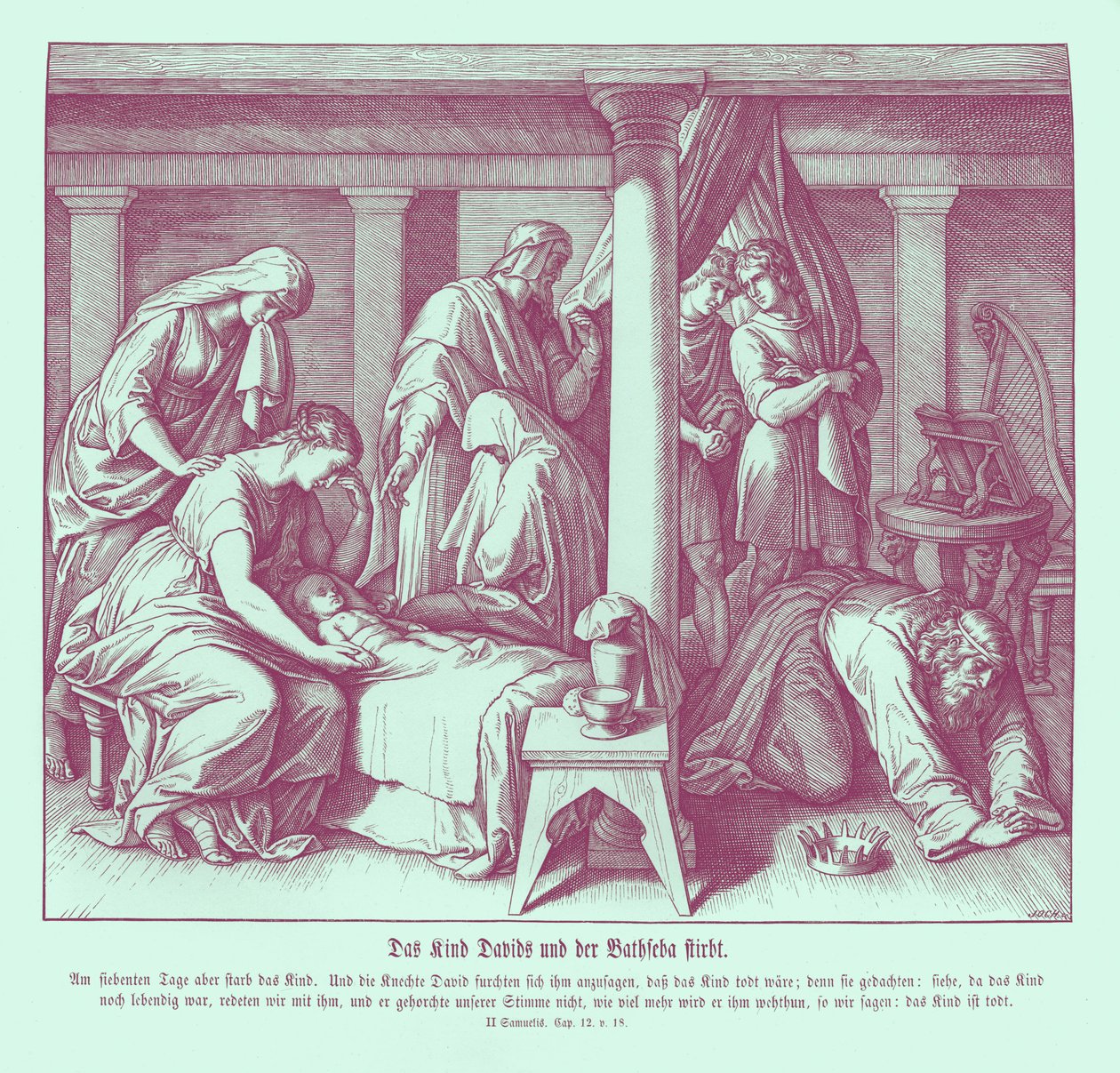 O filho de Davi e Bate-Seba morre, 2 Samuel de Julius Schnorr von Carolsfeld