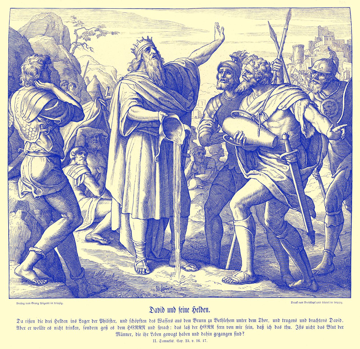 David e os três homens poderosos, 2 Samuel de Julius Schnorr von Carolsfeld