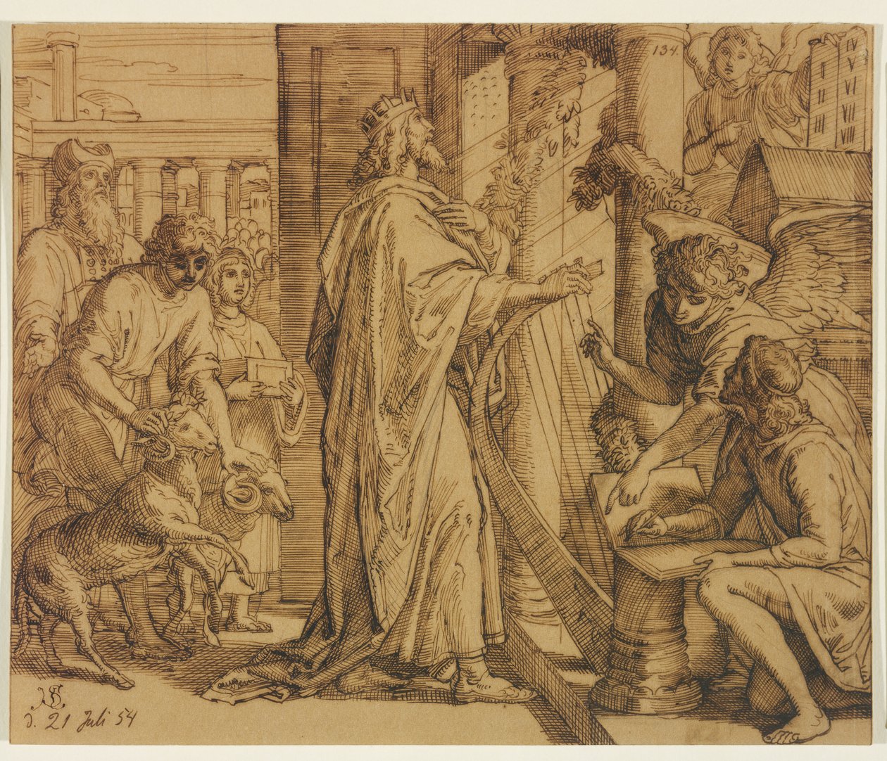 David, o salmista - Adoração de Julius Schnorr von Carolsfeld