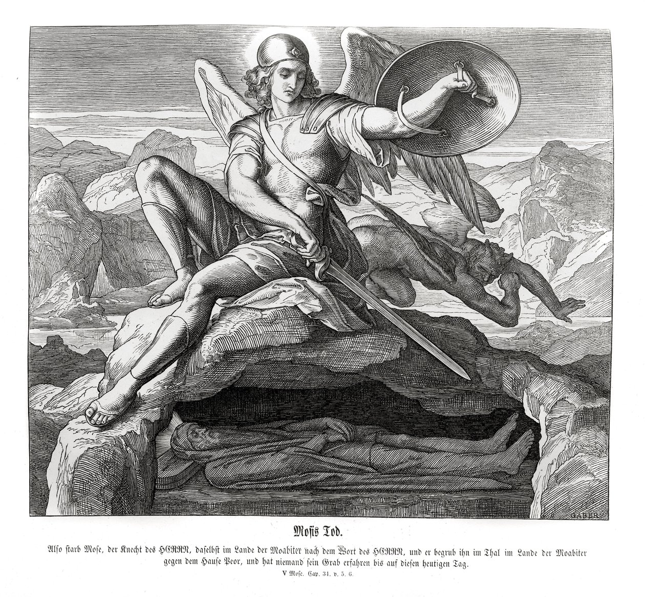 Morte de Moisés, Deuteronômio de Julius Schnorr von Carolsfeld