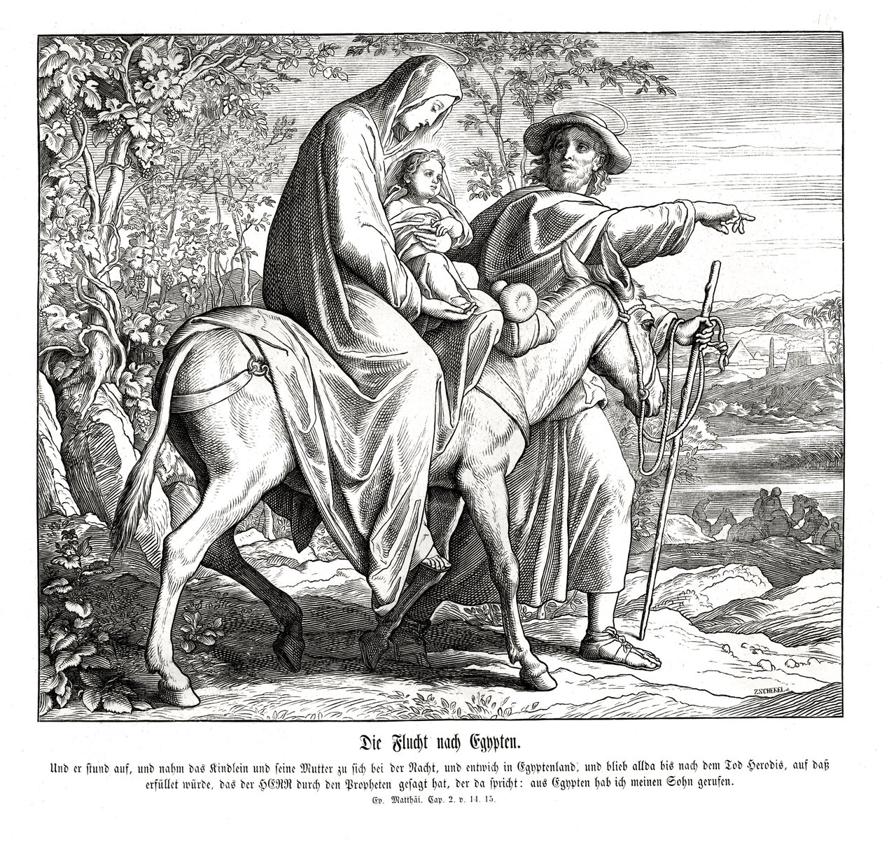 Vôo para o Egito, Evangelho de Mateus de Julius Schnorr von Carolsfeld