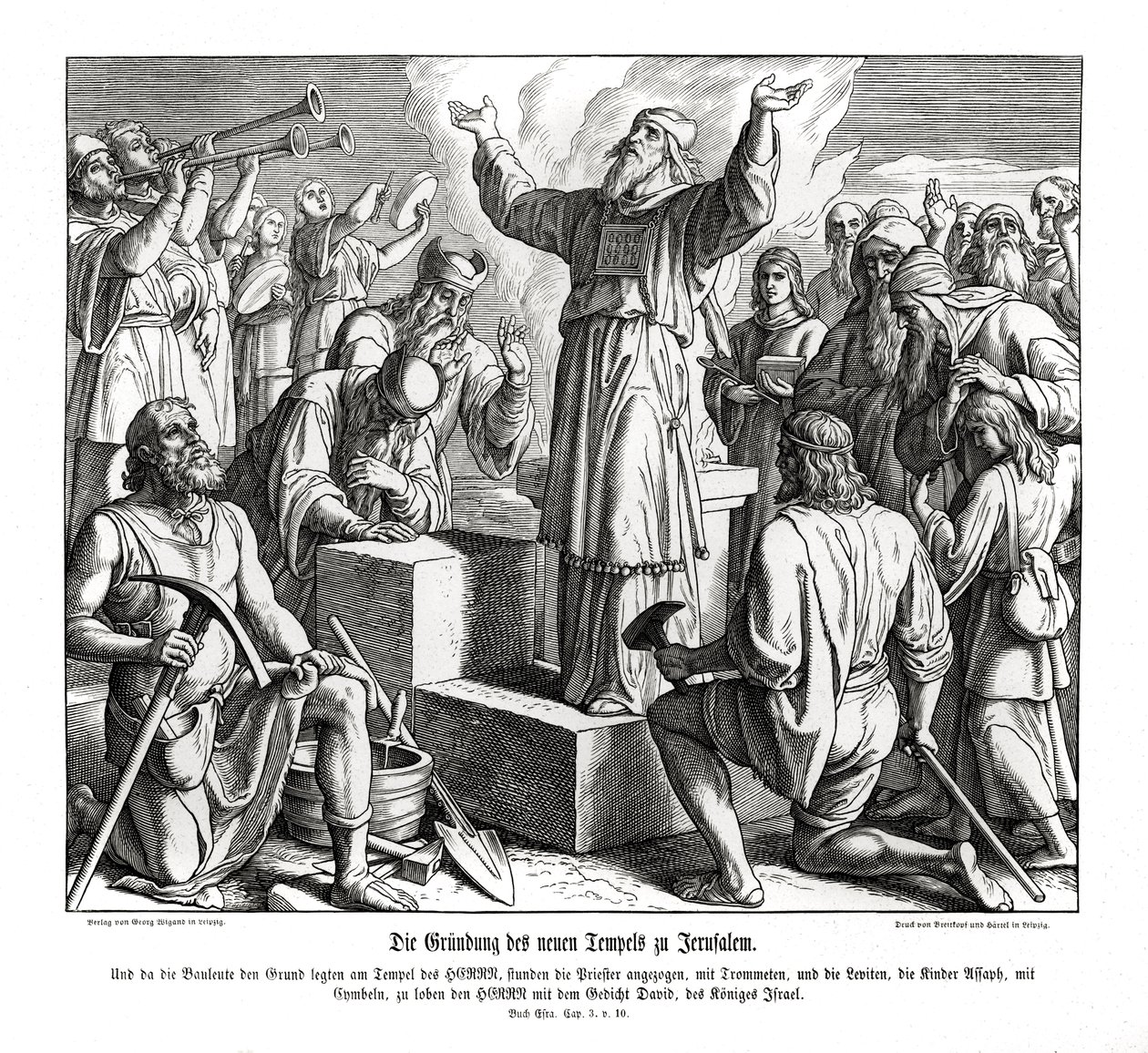 Fundação do novo templo em Jerusalém, Esdras de Julius Schnorr von Carolsfeld