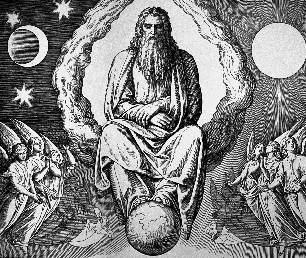 Deus está a descansar após a criação do mundo de Julius Schnorr von Carolsfeld
