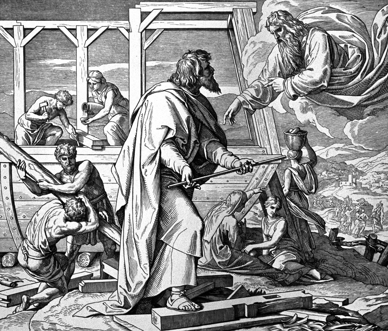 Deus avisa Noé do dilúvio de Julius Schnorr von Carolsfeld