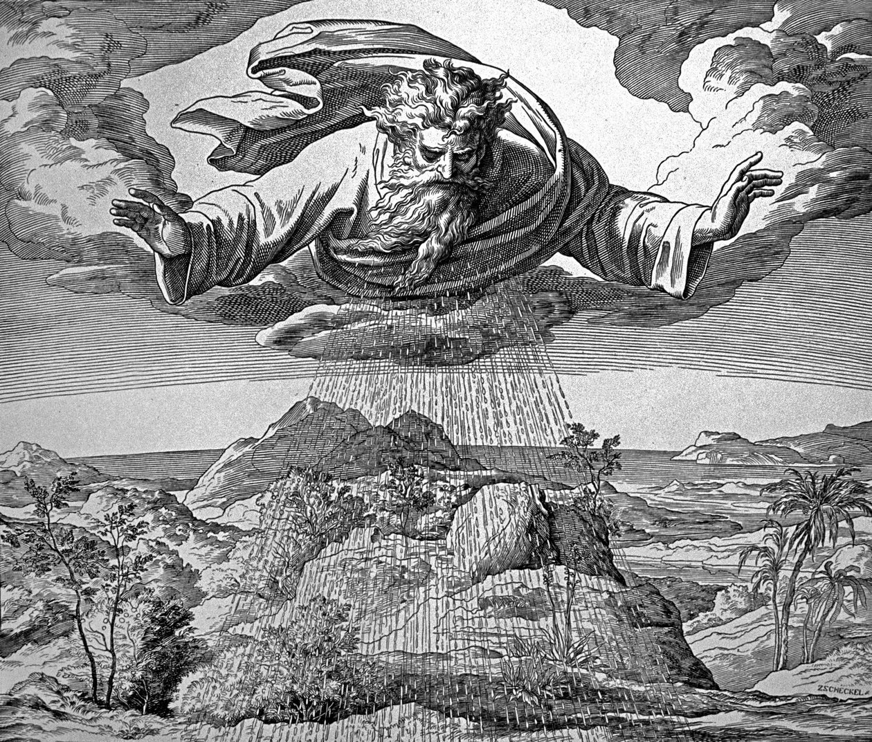 Deus rega a terra para que haja relva de Julius Schnorr von Carolsfeld
