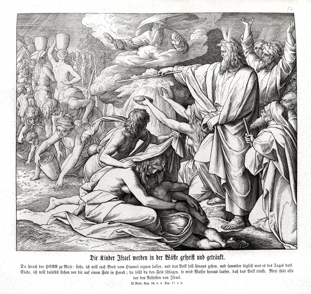 Israelitas recebem comida no deserto, Êxodo de Julius Schnorr von Carolsfeld