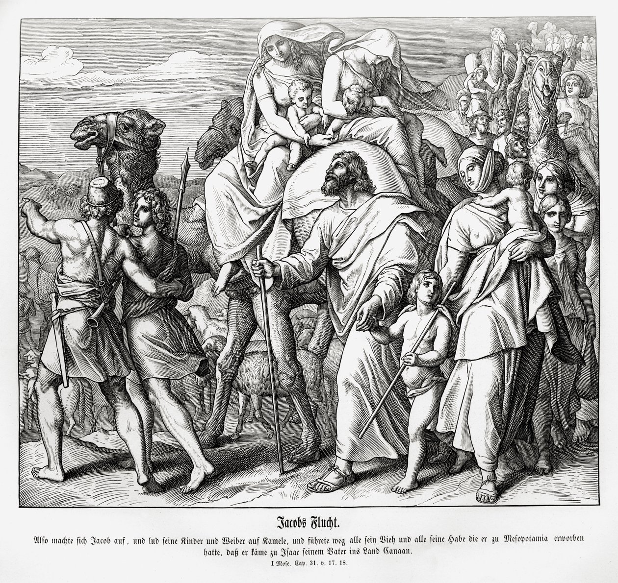 A fuga de Jacó para Canaã, Gênesis de Julius Schnorr von Carolsfeld