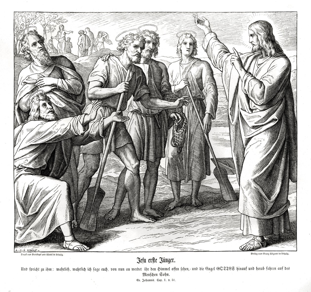 Jesus e Natanael, Evangelho de João de Julius Schnorr von Carolsfeld