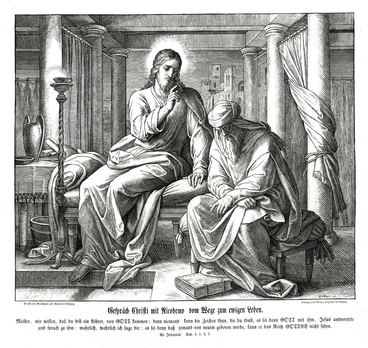 Jesus e Nicodemos, Evangelho de João de Julius Schnorr von Carolsfeld
