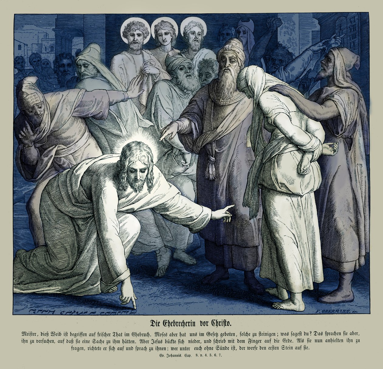 Jesus e a mulher adúltera, Evangelho de João de Julius Schnorr von Carolsfeld