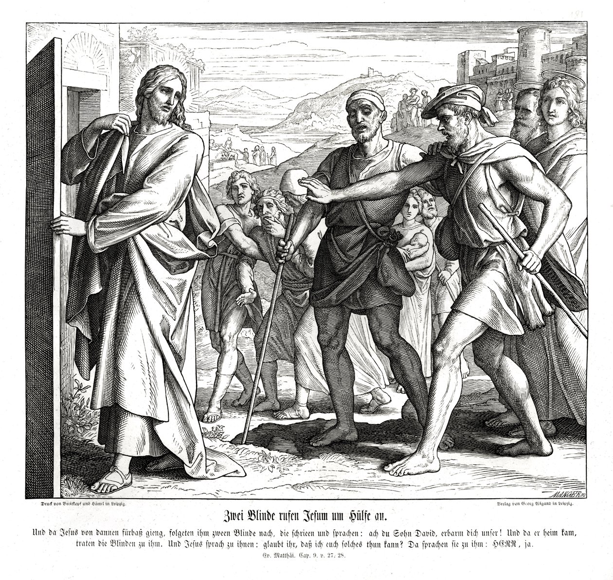 Jesus e os cegos, Evangelho de Mateus de Julius Schnorr von Carolsfeld