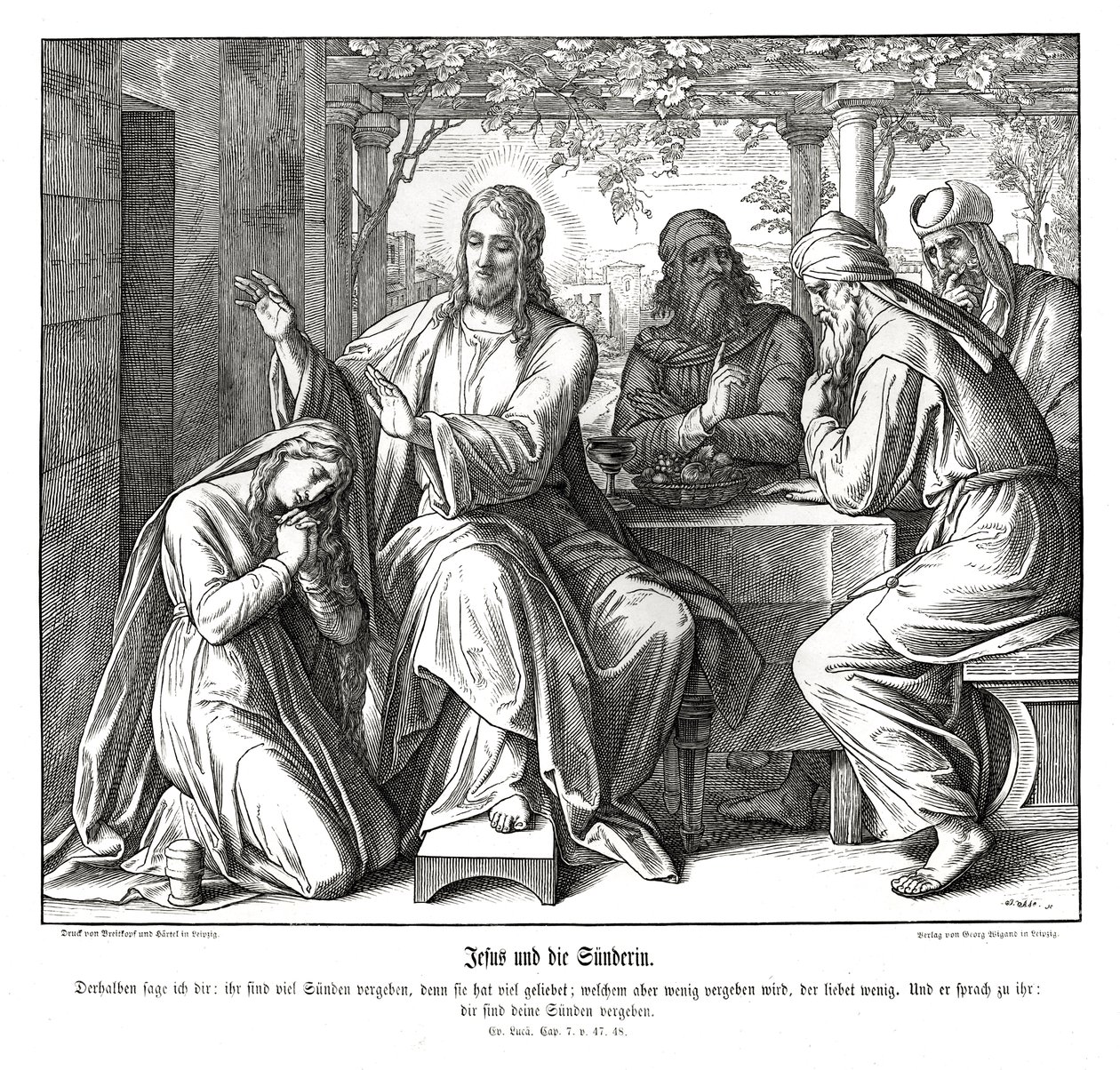 Jesus e a mulher pecadora, Evangelho de Lucas de Julius Schnorr von Carolsfeld