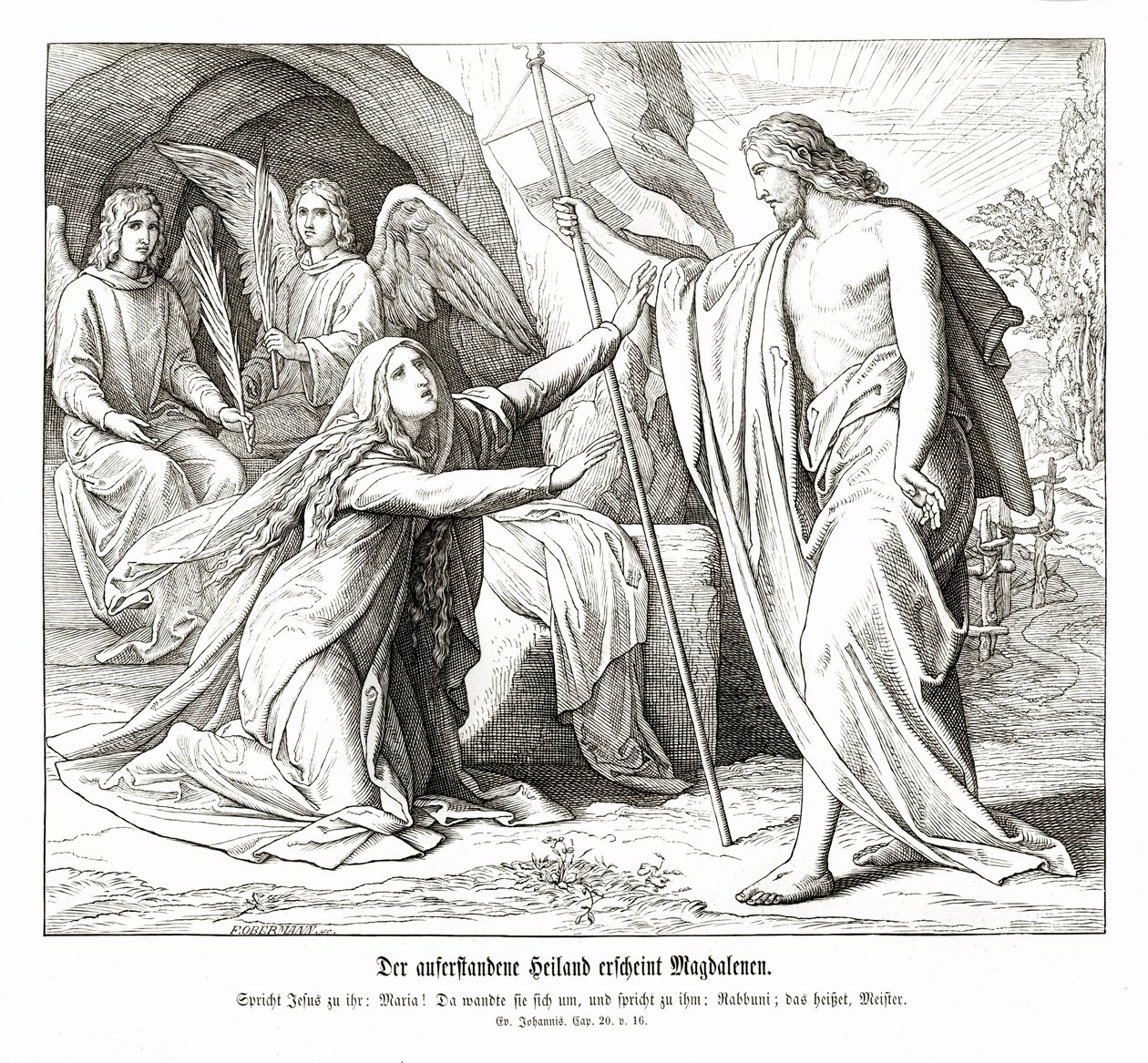Jesus aparece a Maria Madalena, Evangelho de João de Julius Schnorr von Carolsfeld