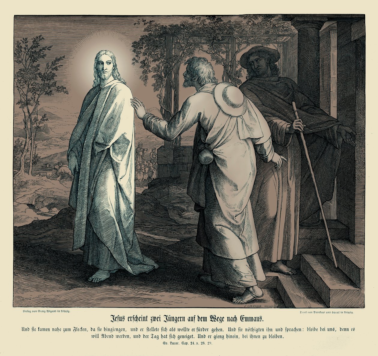 Jesus aparece a dois discípulos, Evangelho de Lucas de Julius Schnorr von Carolsfeld