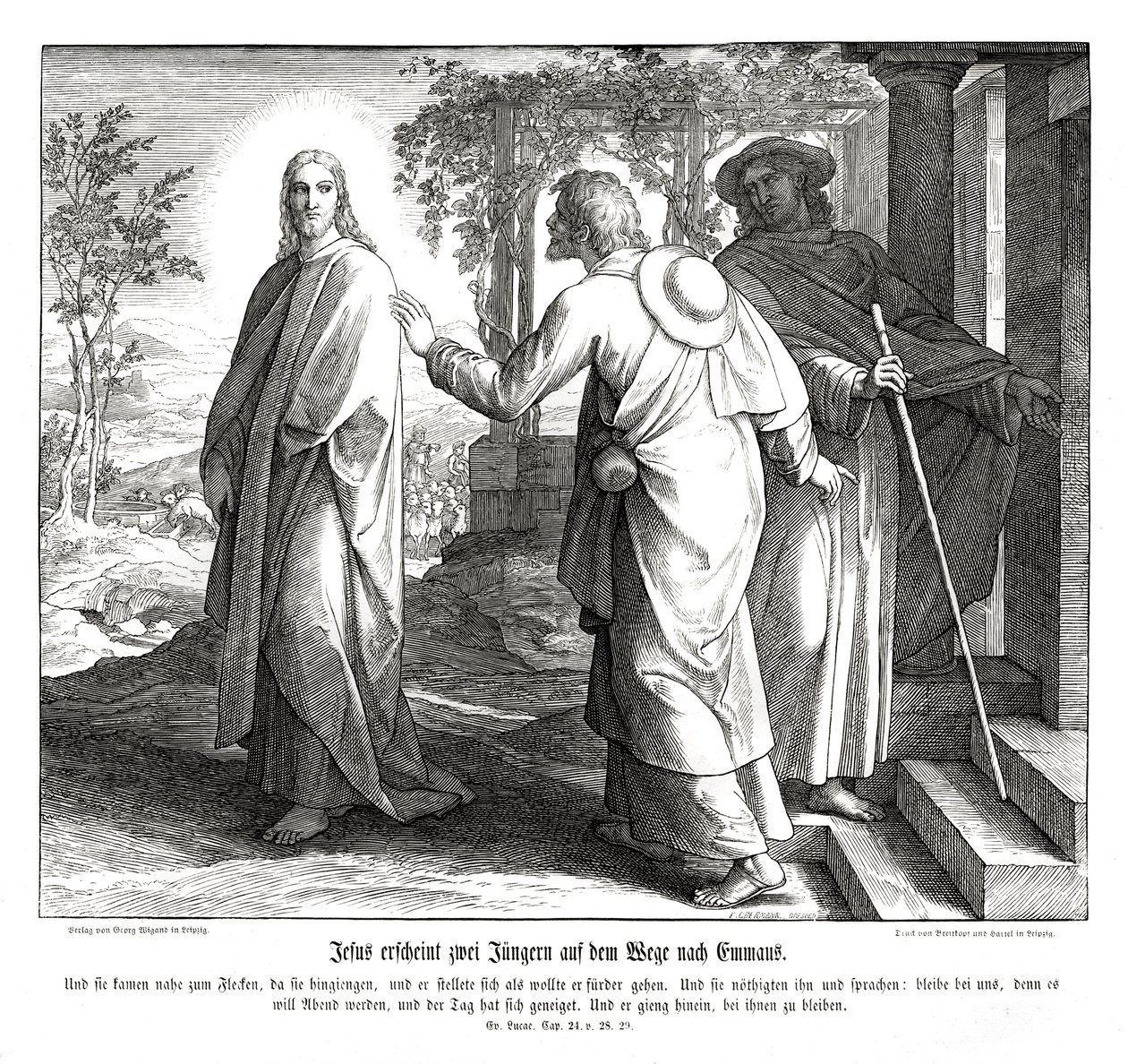 Jesus aparece a dois discípulos, Evangelho de Lucas de Julius Schnorr von Carolsfeld