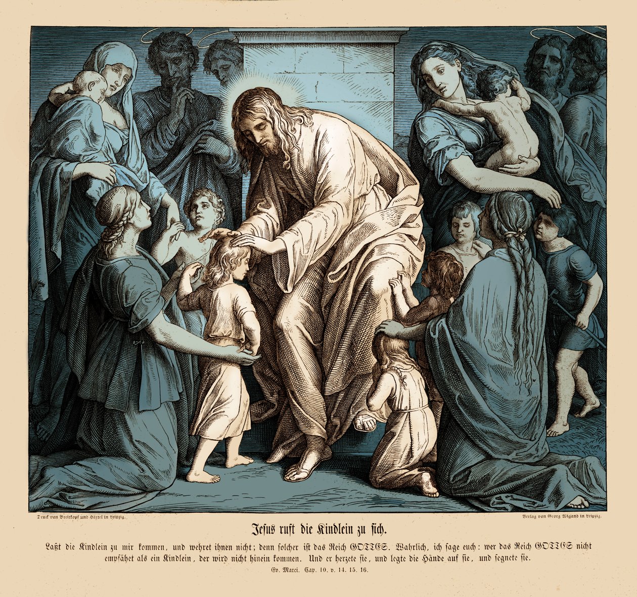 Jesus chama as crianças para ele, Evangelho de Marcos de Julius Schnorr von Carolsfeld